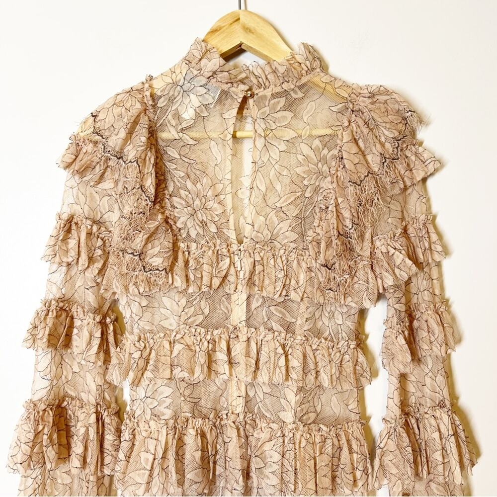 Alice McCall Calypso Mini Dress Lace Ruffle Mock Neck US 2 - Picture 8 of 14